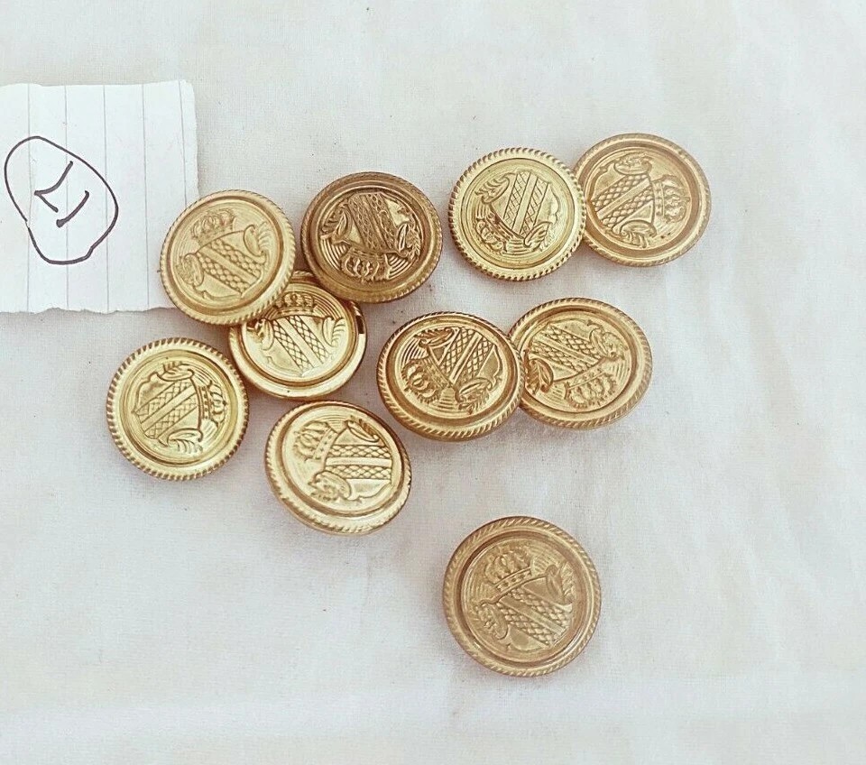 10 Pieces Vintage Gold Metal Buttons Unique Design 17