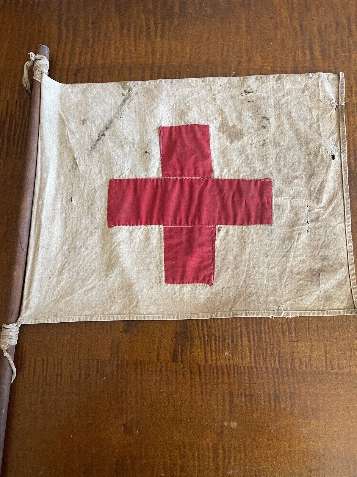 Rare Early handmade WWI - WWII Era Red Cross Flag, Vehicle flag 12 X 16