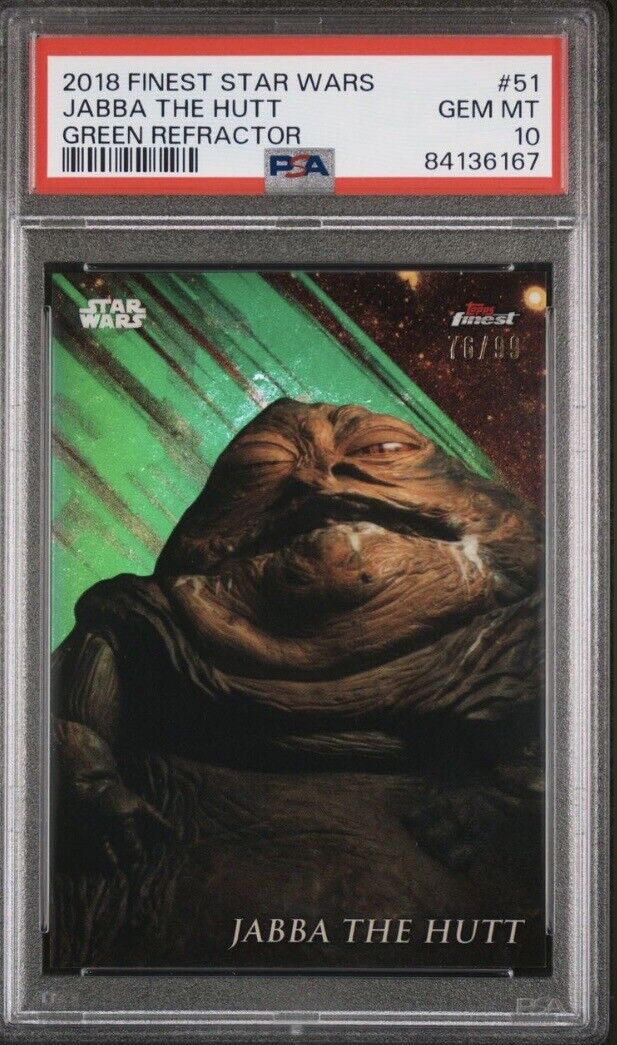 2018 Topps Finest Star Wars Green Refractor /99 Jabba The Hutt #51 PSA 10 GEM MT