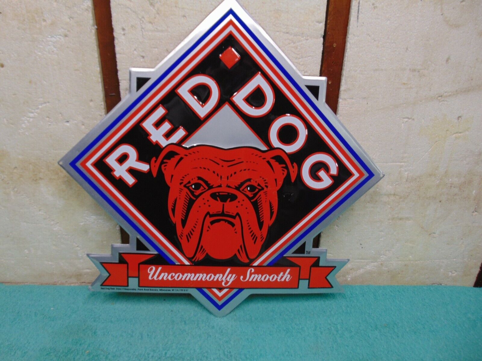 Vintage Red Dog Beer Tin Sign Uncommonly Smooth Bull Dog