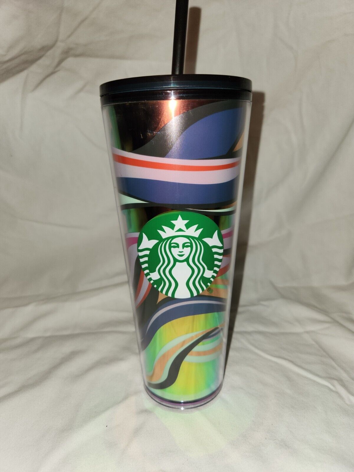 Starbucks Christmas 2021 24oz Holiday Swirl Tumbler Cold Cup Blue Pink New