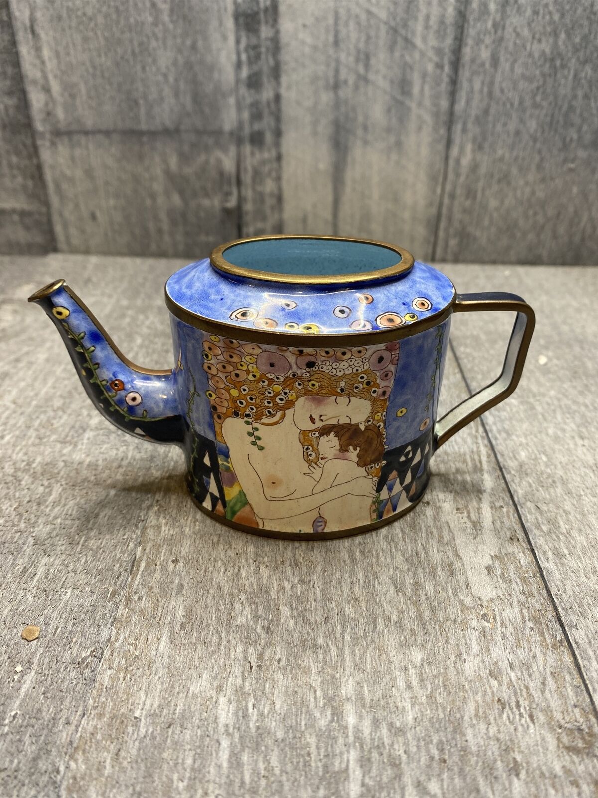 Goebel Gustav Klimt Enamel Copper Handpaint Miniature Teapot Mother Child