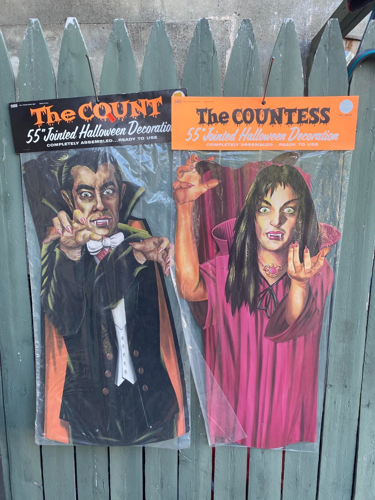 Pair 1970's Jointed The Count and The Countess Cardboard 55 in Halloween Pair 1970's Jointed The Count and The Countess Cardboard 55 in Halloween