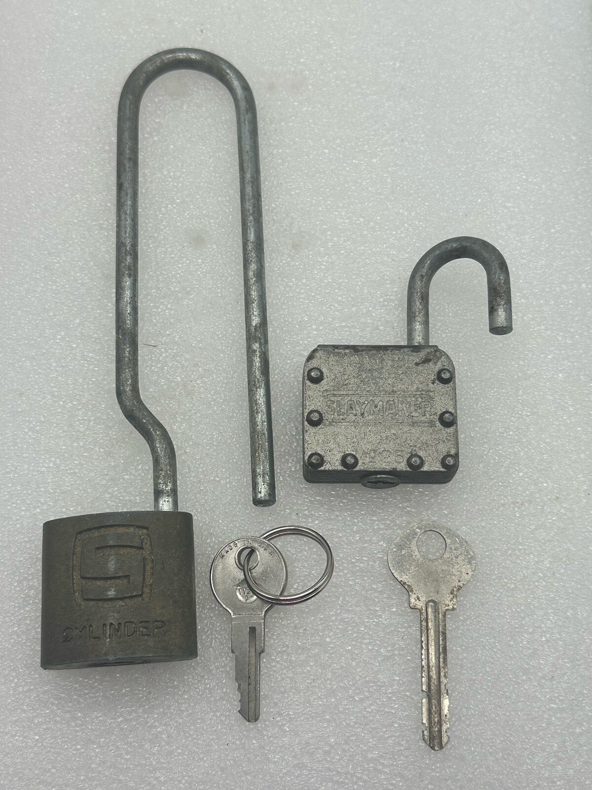 Vintage Slaymaker Padlock Set Long Shackle And No. 25 With Keys