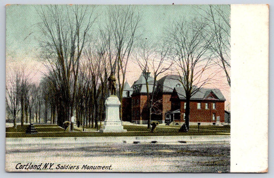 McGraw Antique New York Postcard CORTLAND Soldiers Monument 1914