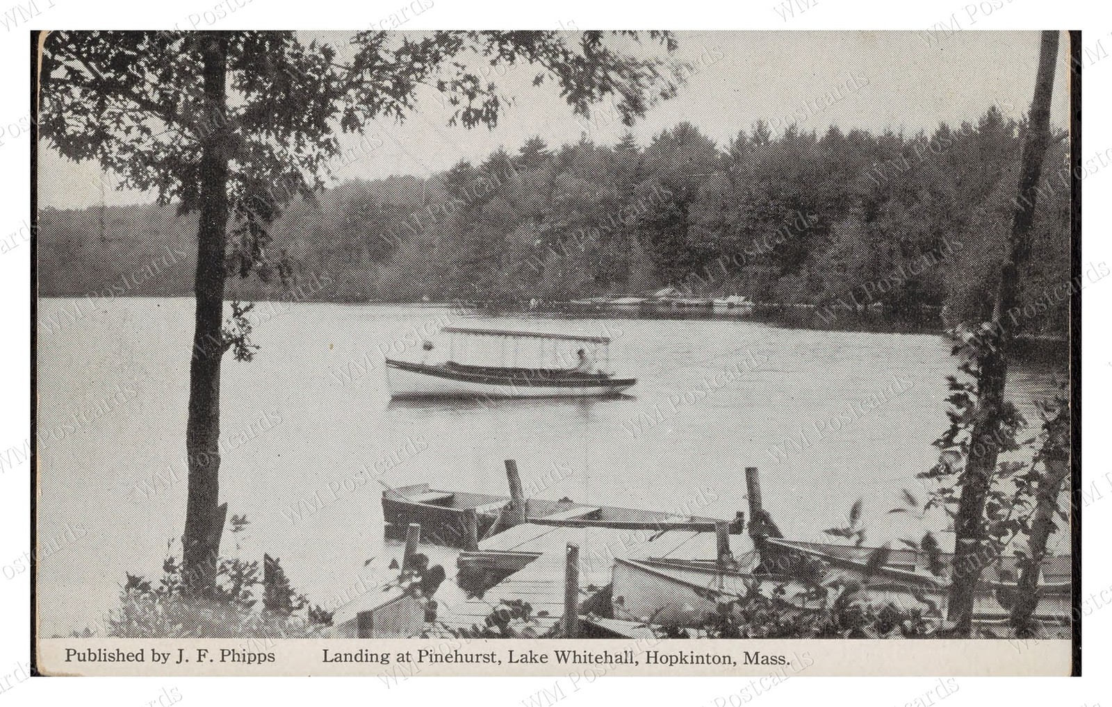 Hopkinton Massachusetts 1900 Lake Whitehall Dock Boats Standard Postcard Hopkinton Massachusetts 1900 Lake Whitehall Dock Boats Standard Postcard