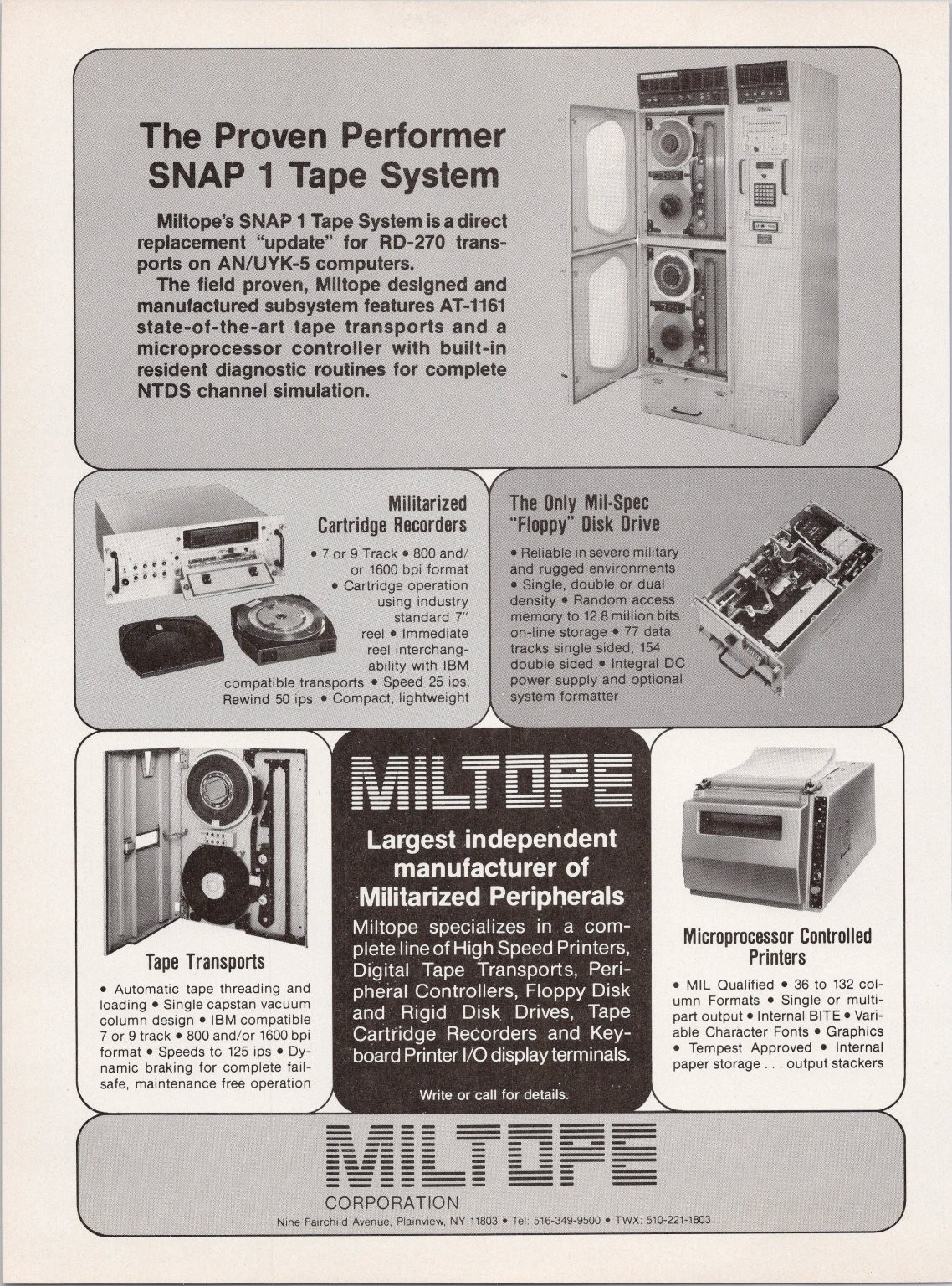 MILTOPE SNAP 1 Tape System Vintage Ad Militarized Peripherals 1980s