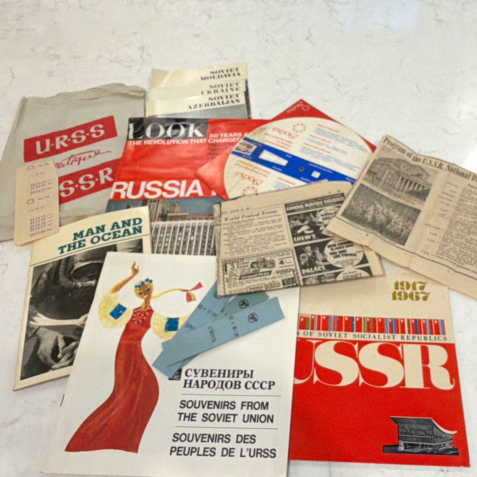 Vintage USSR U.R.S.S. Expo 67 Printed Paper Ephemera Lot, Russia Origin Vintage USSR U.R.S.S. Expo 67 Printed Paper Ephemera Lot, Russia Origin
