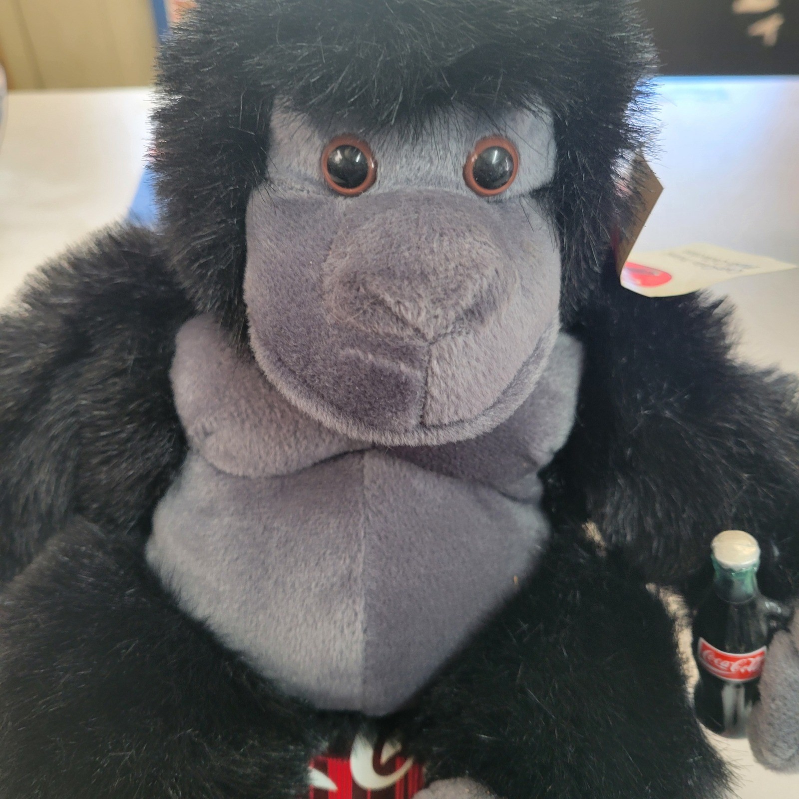 Vintage 1996 Coca-Cola Gorilla Plush with Box Play-By-Play 10" Stuffed Ape Toy