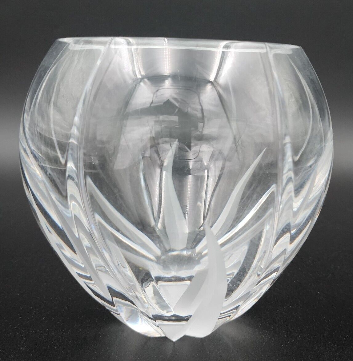 Vintage 1990s Mikasa  Flame D\' Amore Crystal Bowl Vase Etched Clear Heavy 6\