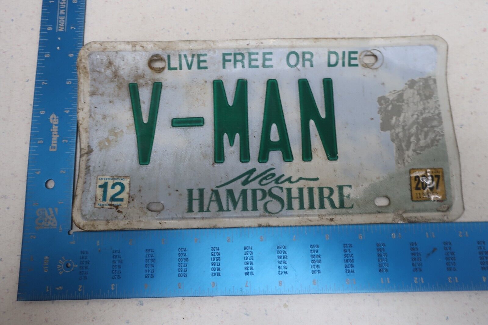 New Hampshire License Plate Tag Vanity 2007 07 NH Fashion Rapper Men Man V-MAN