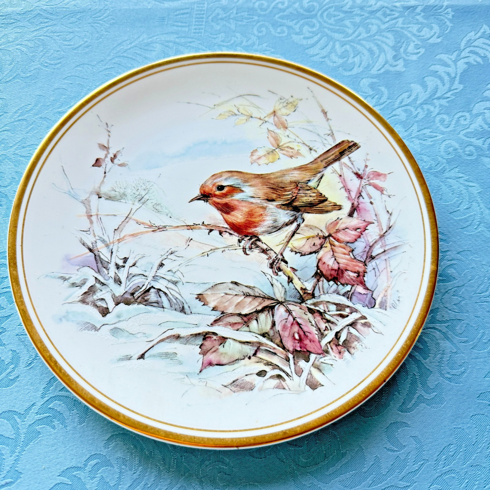 Vtg ROYAL KENT Bone China 8.25” PLATE Bird ROBIN Decorative Collectible England Vtg ROYAL KENT Bone China 8.25” PLATE Bird ROBIN Decorative Collectible England