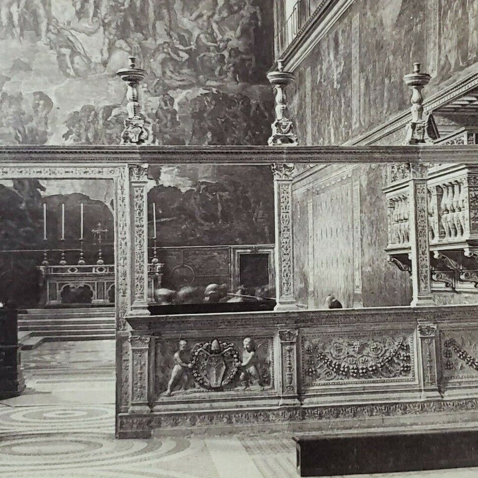 Vatican Rome Sistine Chapel Last Judgment Altar Painting 1903 Stereoview J305