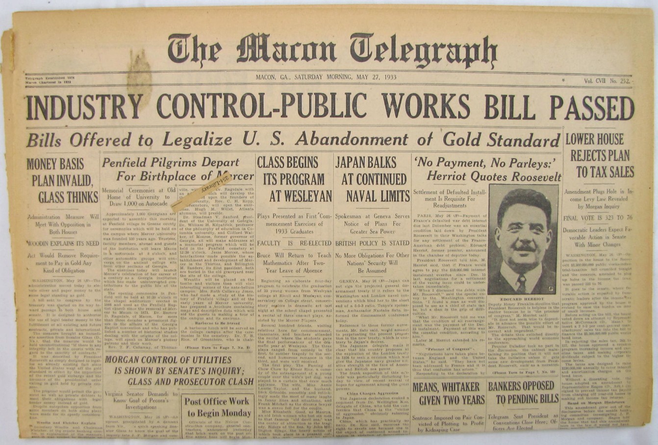 Vintage 1933 FDR Roosevelt Abolishes Gold Standard Newspaper Vintage 1933 FDR Roosevelt Abolishes Gold Standard Newspaper