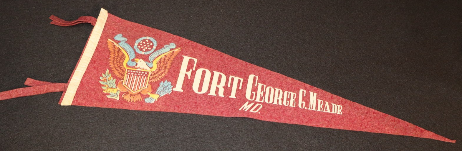 WWII US Army Fort George C. Meade MD Maryland Printed Felt Pennant 26 Inches