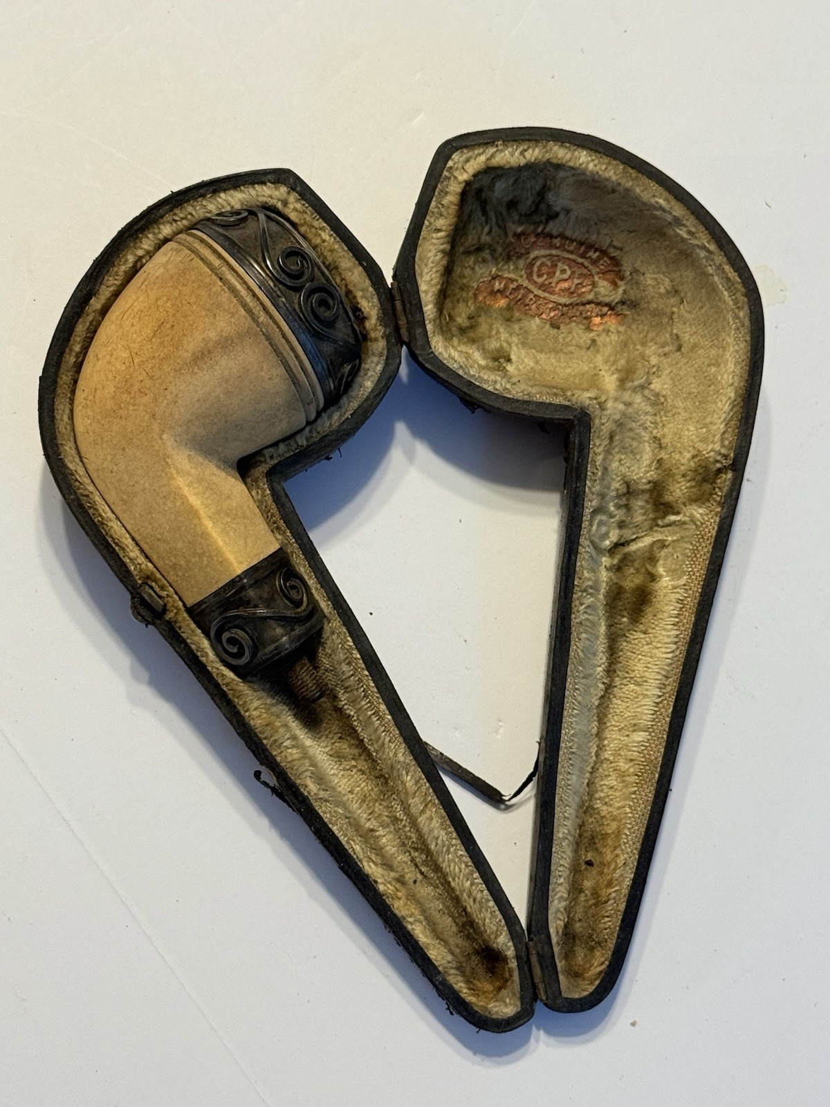Antique C.P.F. Tobacco Pipe w/ Original Leather Case “Sterling”- Missing Stem Antique C.P.F. Tobacco Pipe w/ Original Leather Case “Sterling”- Missing Stem