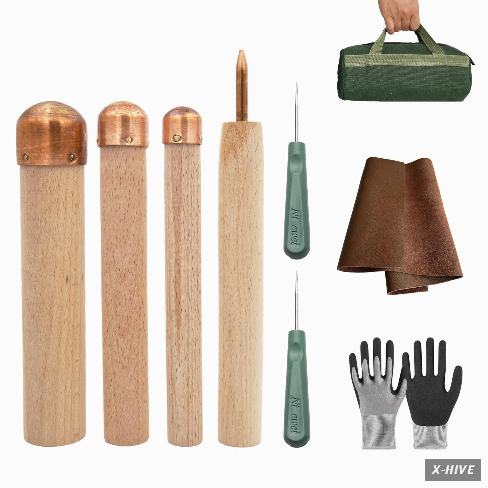 Enphla 9 Pcs Flint Knapping Tools,Flint Knapping Kit for Pros and Enphla 9 Pcs Flint Knapping Tools,Flint Knapping Kit for Pros and