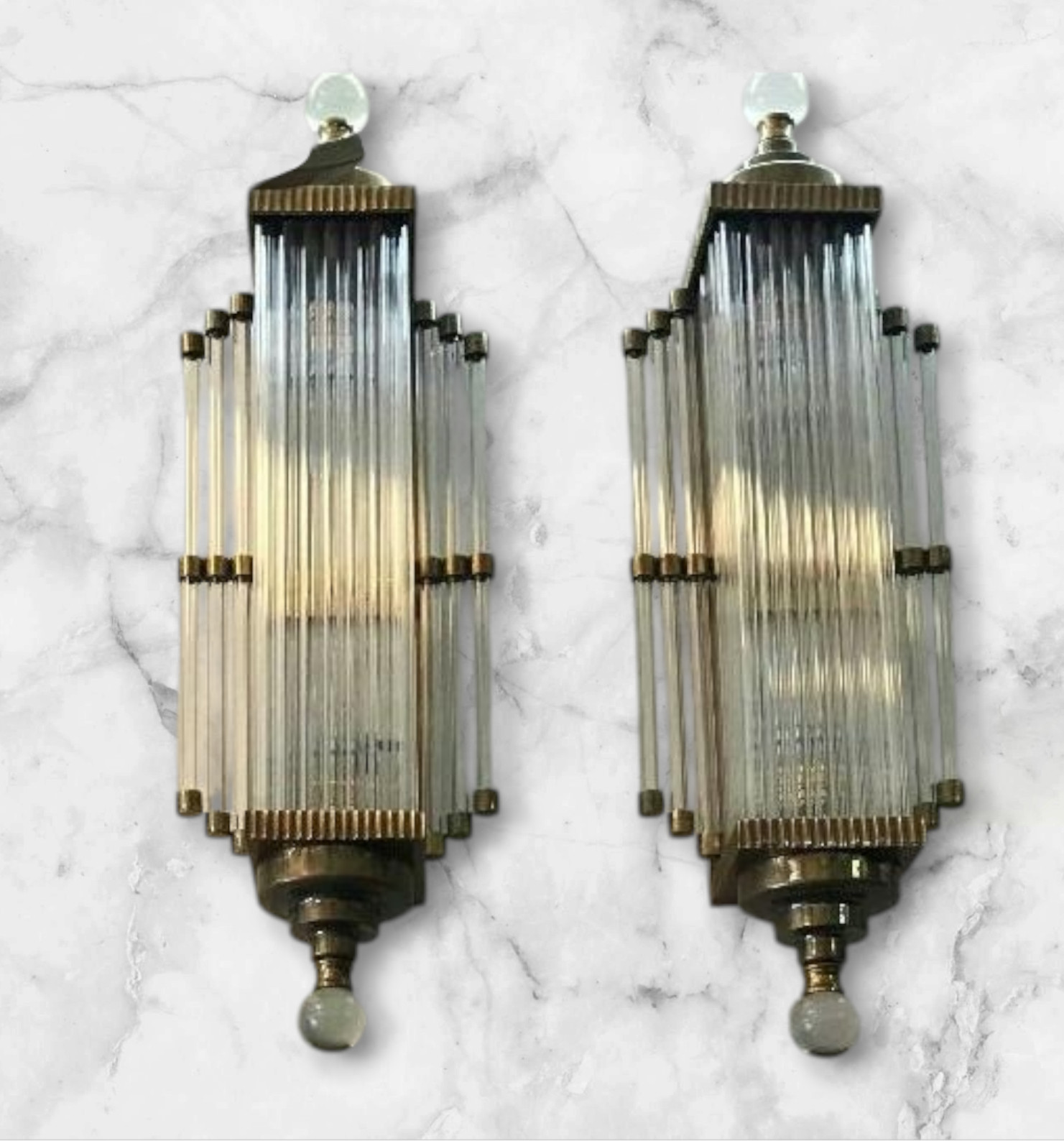 1 PC VINTAGE ART DECO BRASS & GLASS ROD WALL SCONCE LIGHT FIXTURE NAUTICAL #A99 1 PC VINTAGE ART DECO BRASS & GLASS ROD WALL SCONCE LIGHT FIXTURE NAUTICAL #A99
