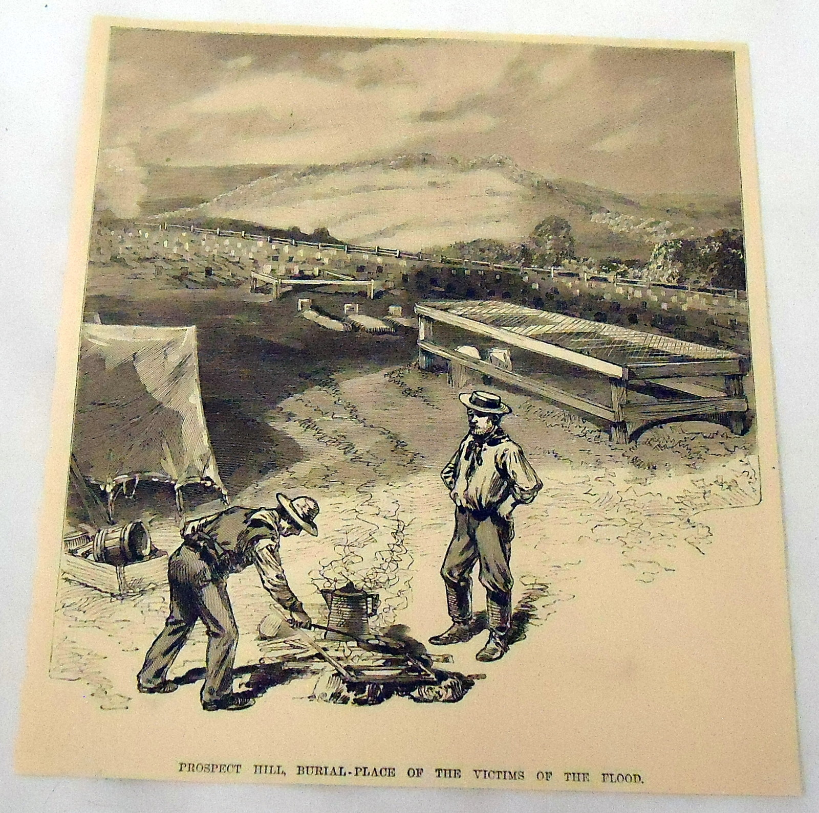 1889 magazine engraving ~ JOHNSTOWN, PENNSYLVANIA FLOOD ~ Prospect Hill 1889 magazine engraving ~ JOHNSTOWN, PENNSYLVANIA FLOOD ~ Prospect Hill
