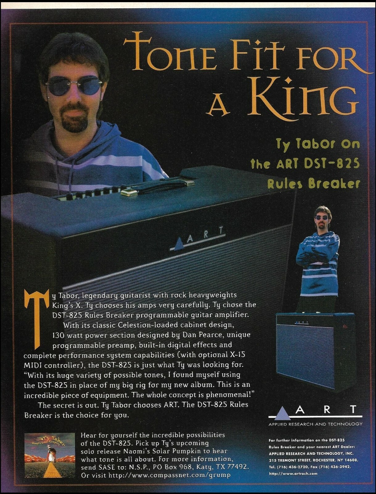 King's X Ty Tabor 1998 ART DST-825 guitar amp ad 8 x 11 advertisement print King's X Ty Tabor 1998 ART DST-825 guitar amp ad 8 x 11 advertisement print