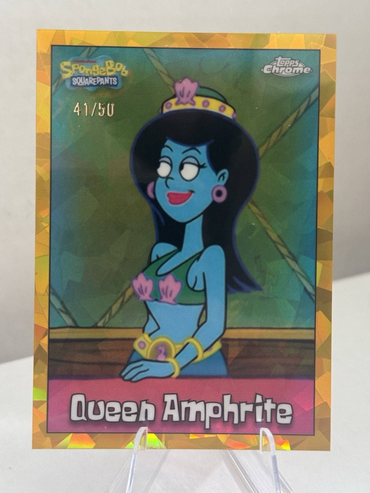 QUEEN AMPHITRITE 2025 TOPPS CHROME SAPPHIRE SPONGEBOB GOLD REFRACTOR /50 Q4496