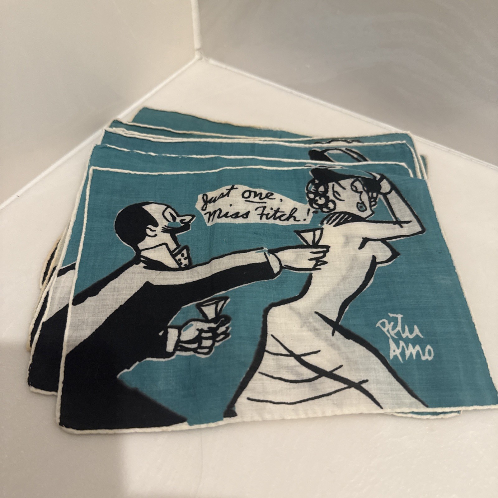 Set of 5 Vintage 1940’s-1950’s Madeira Linen Cocktail Recipe Napkins Set of 5 Vintage 1940’s-1950’s Madeira Linen Cocktail Recipe Napkins