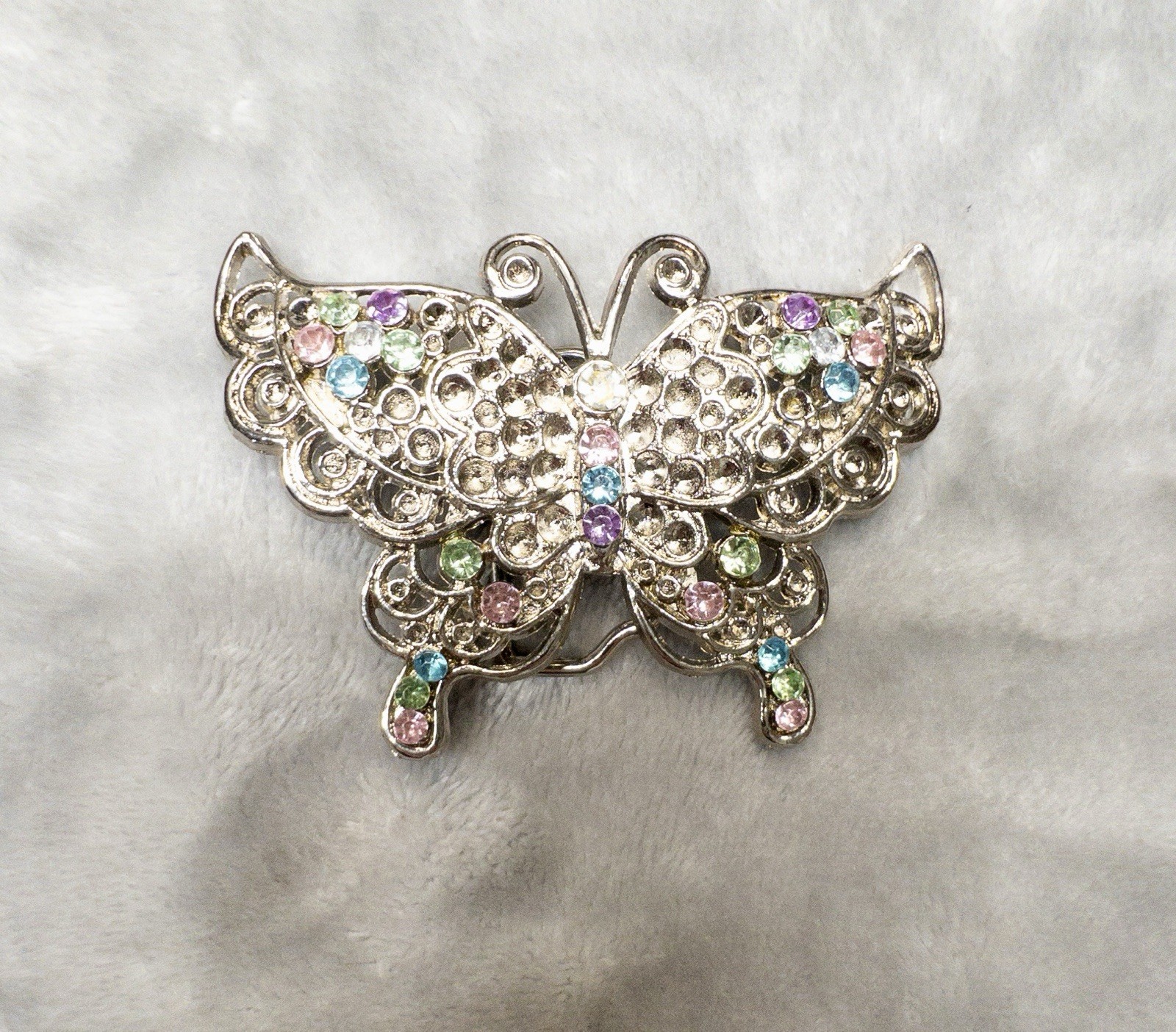 Silver Jeweled Butterfly Belt Buckle Western Boho Festival Wear 3” x 2” Silver Jeweled Butterfly Belt Buckle Western Boho Festival Wear 3” x 2”