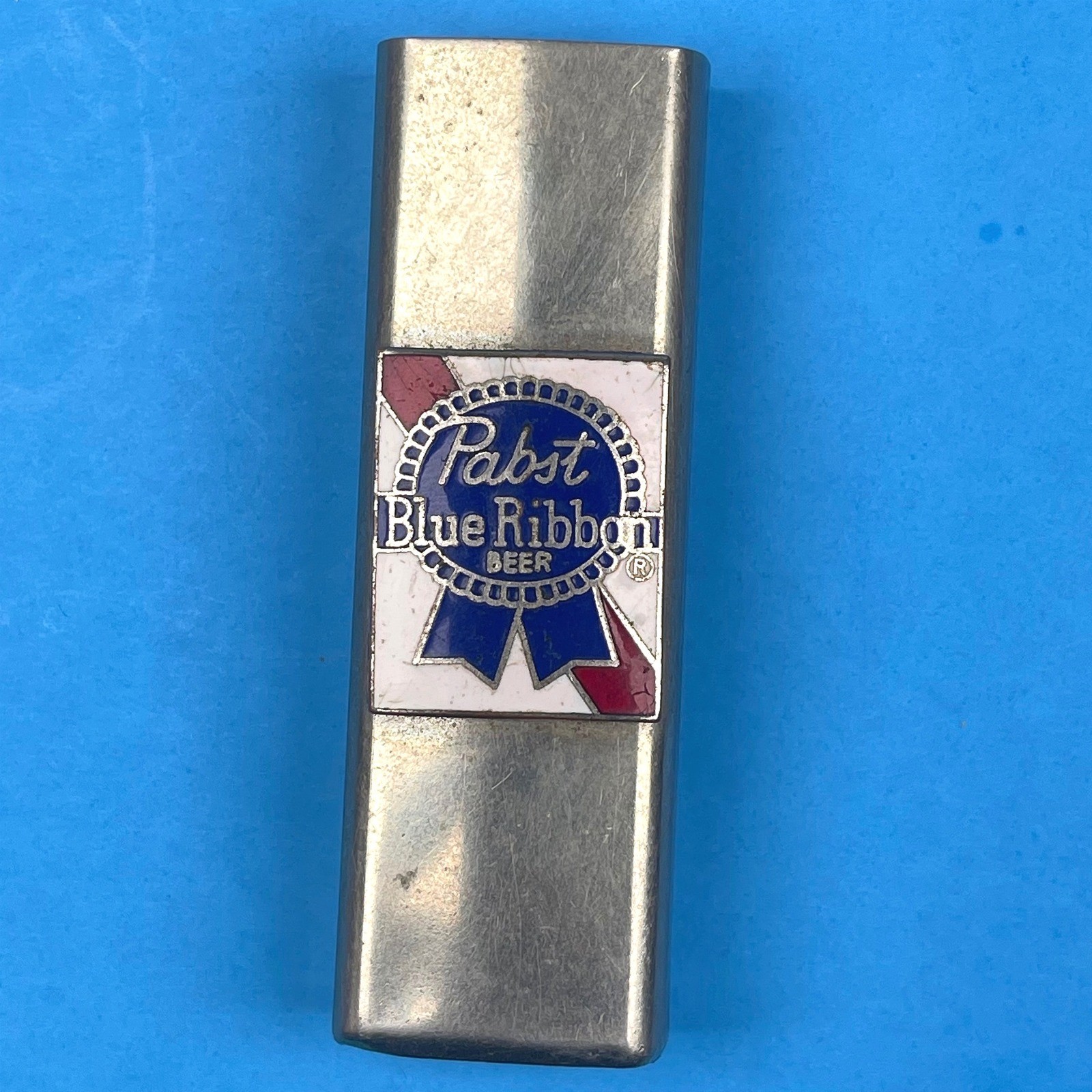 Vintage Sterling Silver Pabst Blue Ribbon Beer Lighter Cover Case PBR Logo Vintage Sterling Silver Pabst Blue Ribbon Beer Lighter Cover Case PBR Logo