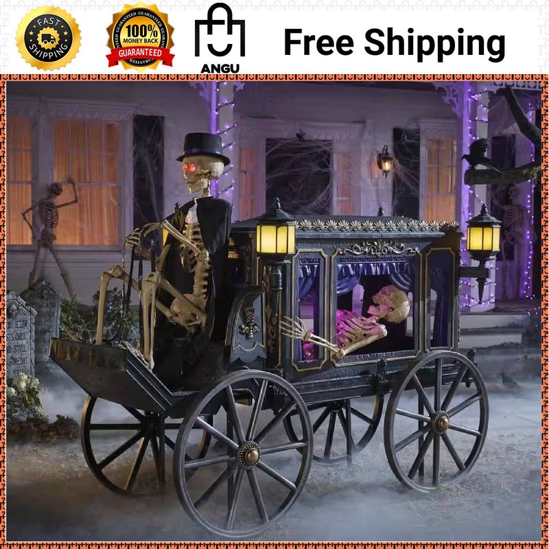 Home Accents 5 ft Grave Bones Animated LED Hearse Halloween Skeleton 25PA04179 Home Accents 5 ft Grave Bones Animated LED Hearse Halloween Skeleton 25PA04179