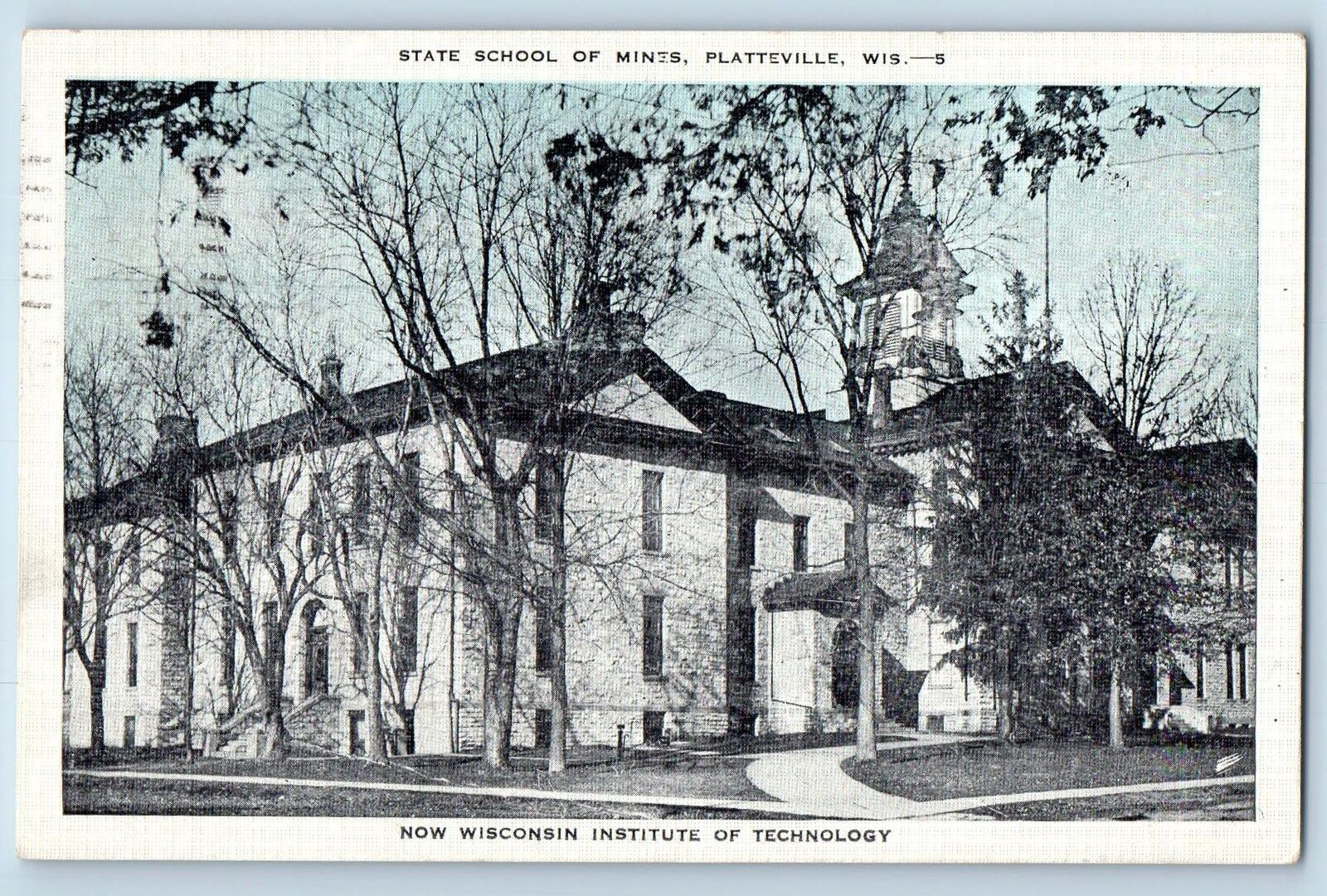 1942 State School Of Mines Building Campus Platteville Wisconsin Vintage Postcar