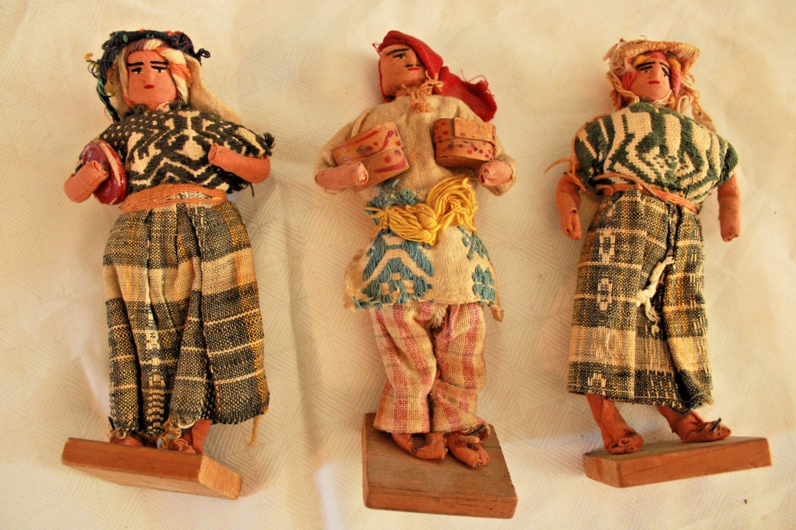 Vintage Boy & GIRLS DOLL FIGURINE'S On Wood Base Made in Japan 7" Tall Vintage Boy & GIRLS DOLL FIGURINE'S On Wood Base Made in Japan 7" Tall