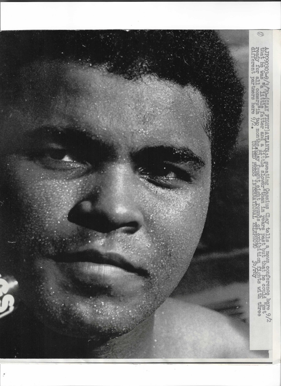 Muhammad Ali 1970 "Sweating Cassius Clay - Fat&Slow" Vintage Press Photo 8.5x10 Muhammad Ali 1970 "Sweating Cassius Clay - Fat&Slow" Vintage Press Photo 8.5x10