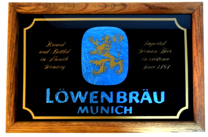 VTG Lowenbrau Munich German Beer Mirror Bar Sign Wood Frame Pub Breweriana VTG Lowenbrau Munich German Beer Mirror Bar Sign Wood Frame Pub Breweriana