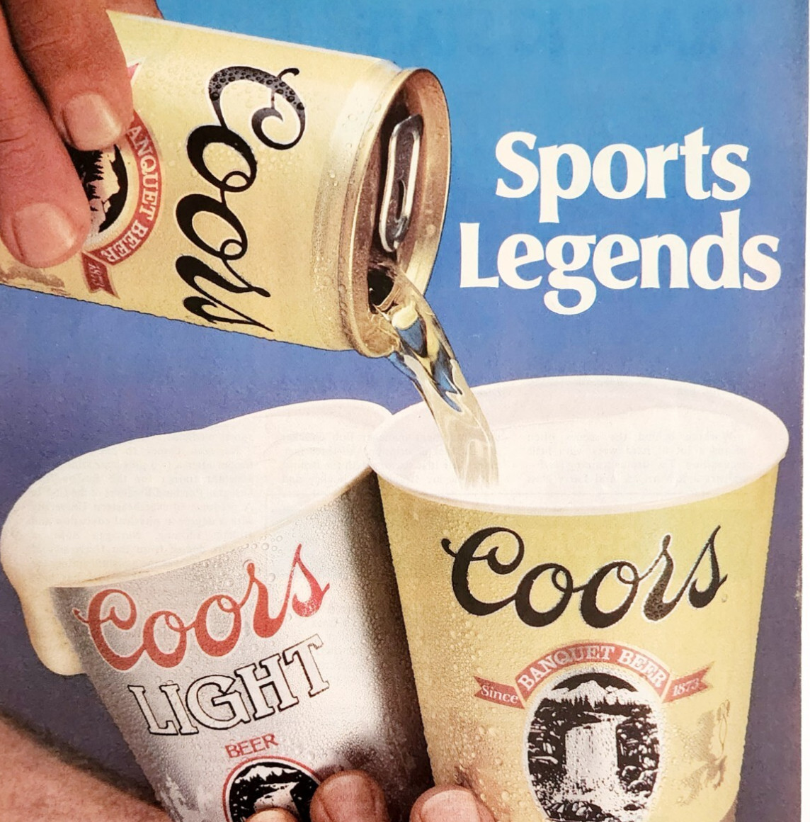 1986 Coors Beer Light Advertisement Brewery Vintage Sports Legends DWF24