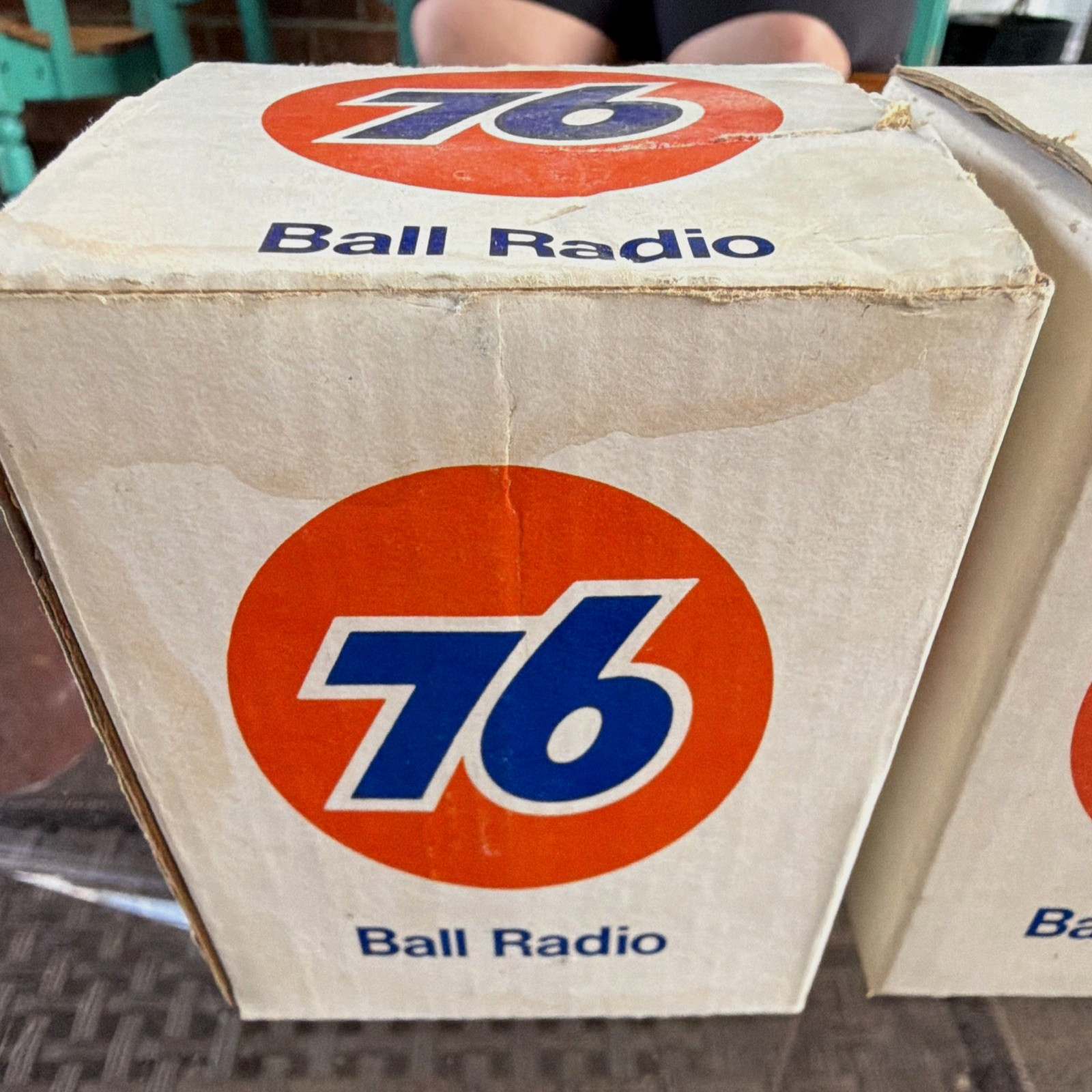 Union 76 Ball Radio 76 Logo Gas & Oil Advertising, Orange Blue White w/ Boxes Union 76 Ball Radio 76 Logo Gas & Oil Advertising, Orange Blue White w/ Boxes