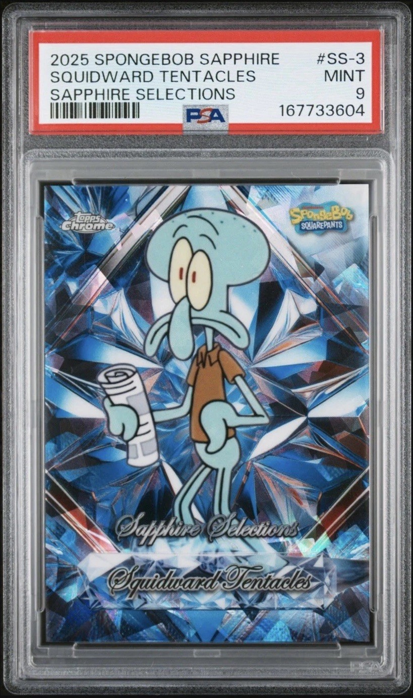 2025 TOPPS CHROME SAPPHIRE SPONGEBOB SQUIDWARD SAPPHIRE SELECTIONS #SS-3 PSA 9 2025 TOPPS CHROME SAPPHIRE SPONGEBOB SQUIDWARD SAPPHIRE SELECTIONS #SS-3 PSA 9