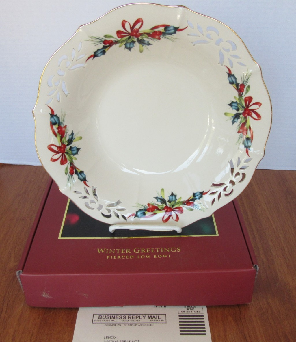 LENOX American By Design 10 Inch Pierced Low Bowl in Original Box LENOX American By Design 10 Inch Pierced Low Bowl in Original Box