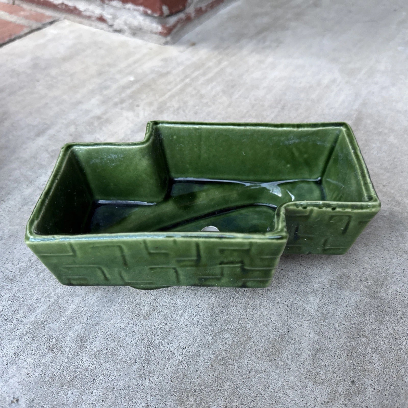 Vintage UPCO Green Geometric Ceramic Planter # 274 - 1950's Vintage UPCO Green Geometric Ceramic Planter # 274 - 1950's