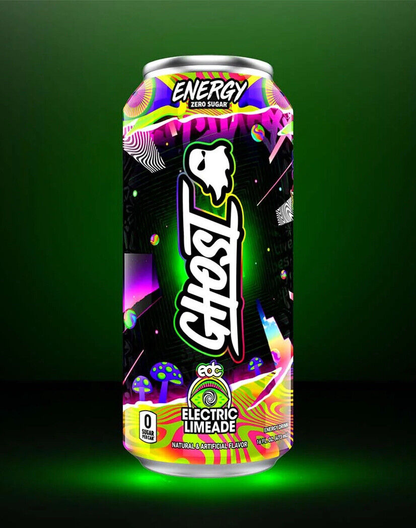 RARE EDC Las Vegas Ghost Electric Limeade Glow in the Dark Energy Drink 2024