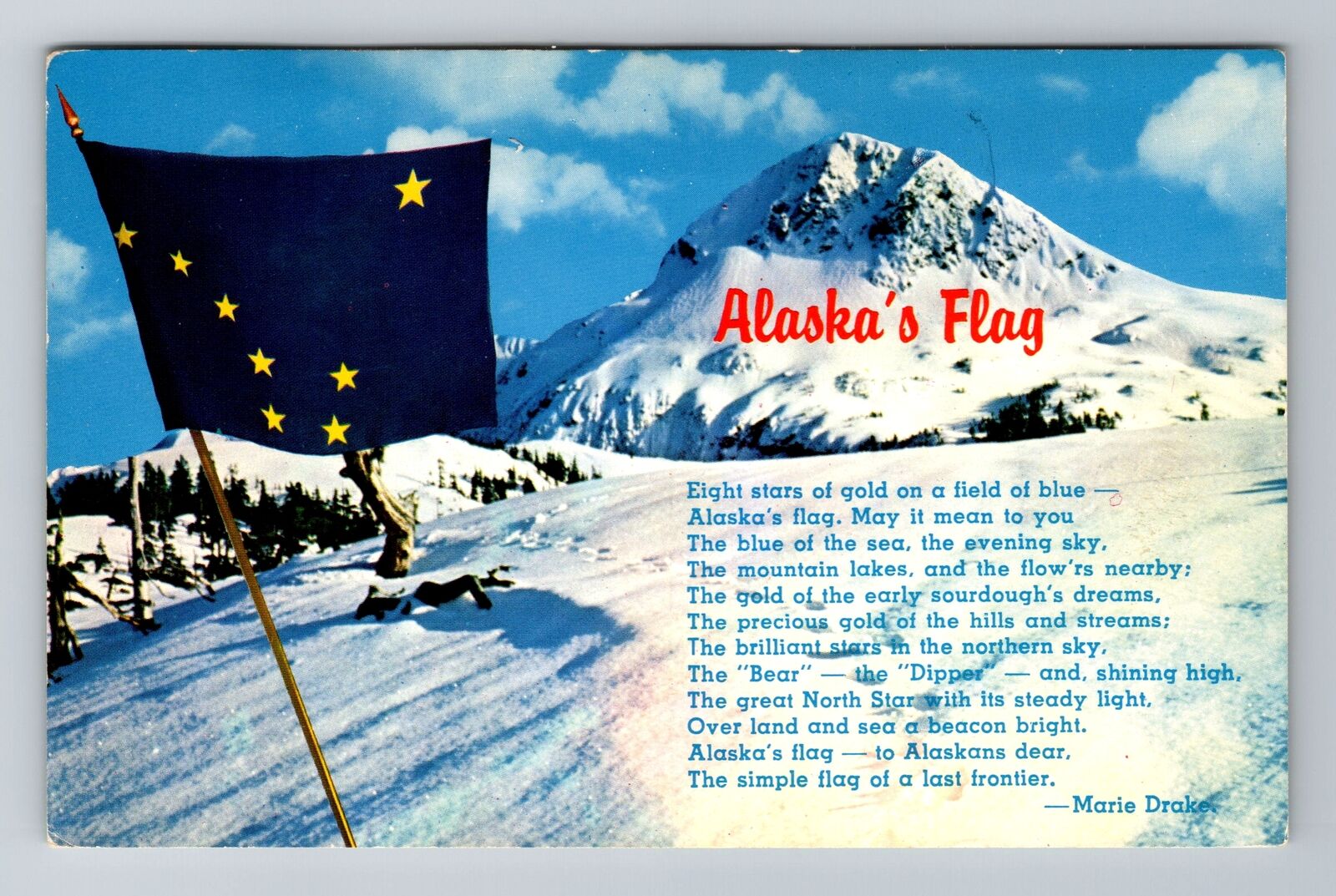 Alaska, AK-Alaska, Alaska\'s Flag And Poem Antique, Vintage Souvenir Postcard