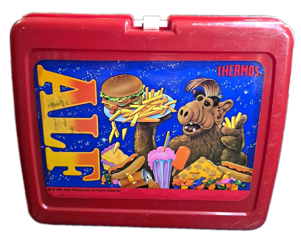 Vintage 1987 ALF Plastic Lunch Box with Matching Thermos Set Complete  80s TV