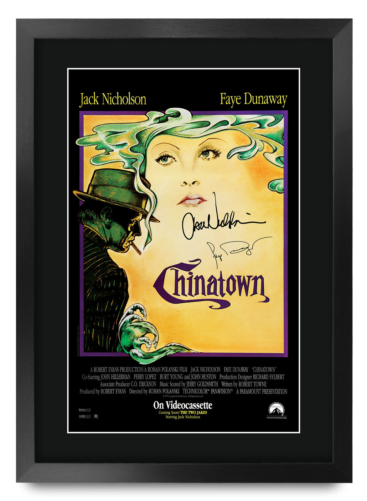 Chinatown A3 Framed Jack Nicholson, Faye Dunaway Poster Signed Print Movie Fan