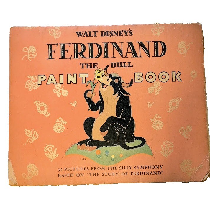 Antique Walt Disney's Ferdinand The Bull Paint Book Coloring 1938 Rare USA Antique Walt Disney's Ferdinand The Bull Paint Book Coloring 1938 Rare USA