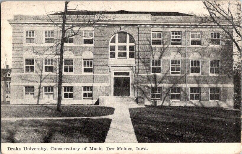 Vintage Postcard Drake University Conservatory Music Des Moines IA Iowa    F-437