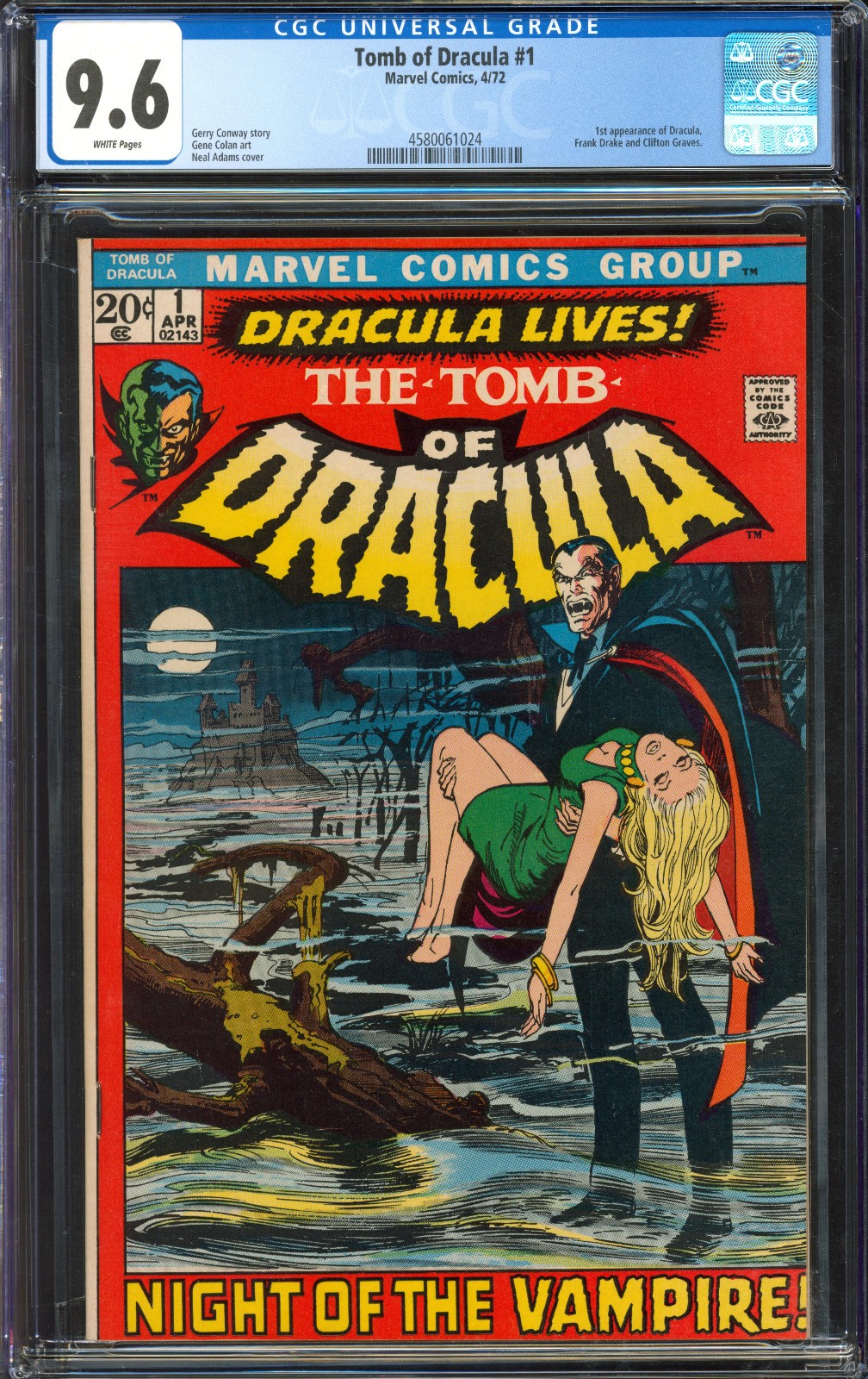 Tomb of Dracula #1 CGC 9.6 WHITE PAGES | Marvel 1972 | 1st Dracula | Neal Adams