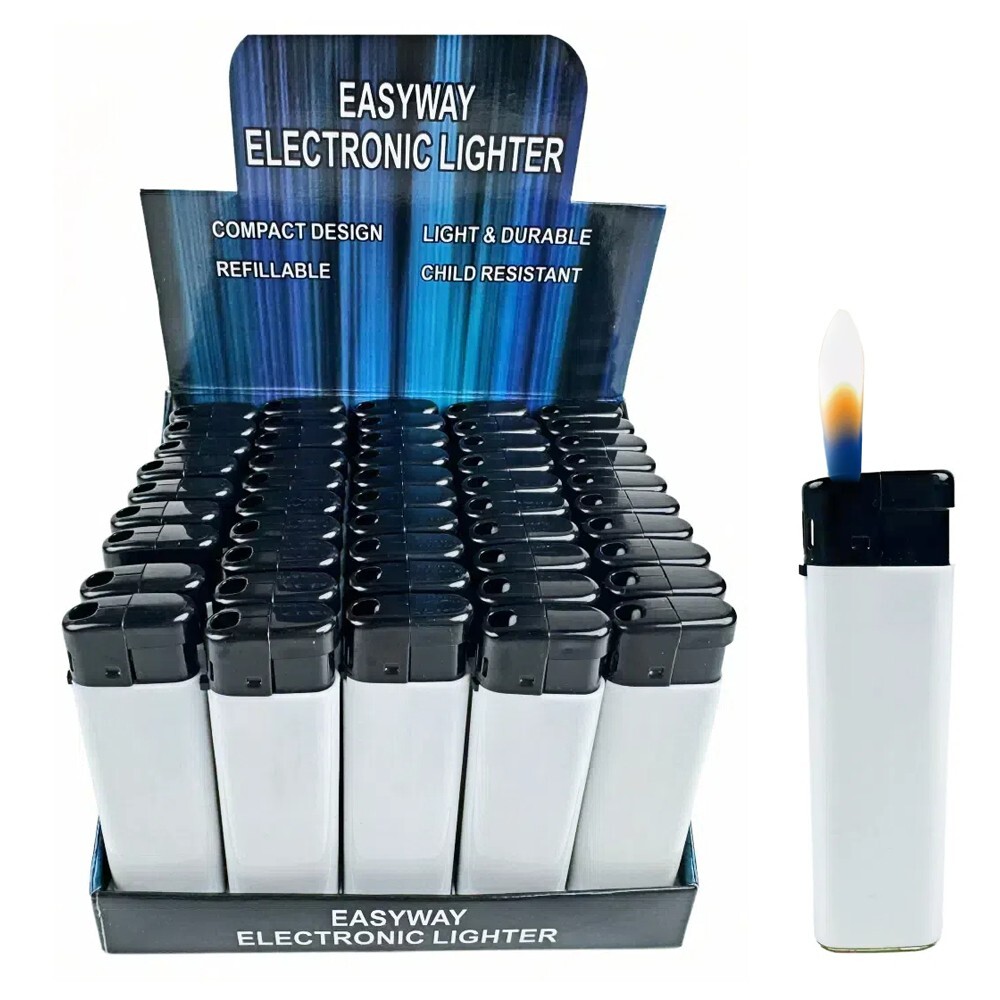 50 PACK Refillable Cigarette Lighters Solid White Color - Wholesale 50 PACK Refillable Cigarette Lighters Solid White Color - Wholesale