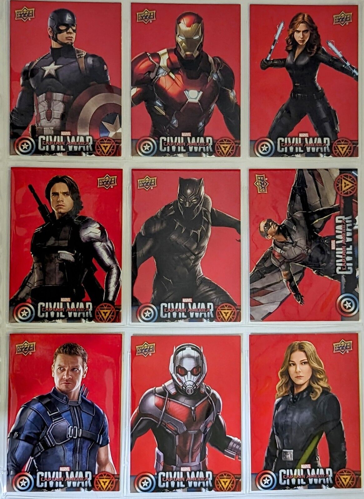 2016 Upper Deck Captain America Civil War Walmart Exclusive Red 50 Card Set