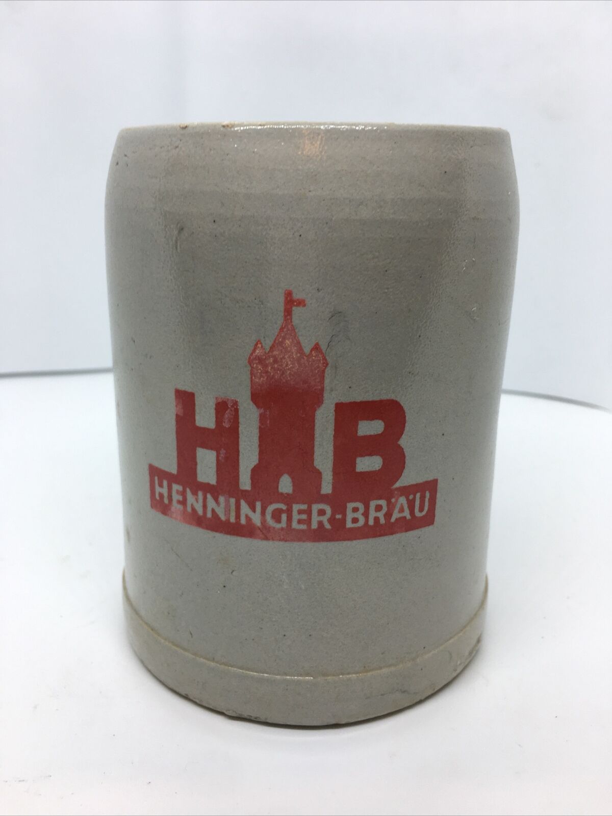 Vintage HENNINGER-BRAU Frankfurt beer stein mug Germany Kaiser pilsner  .5L 25O