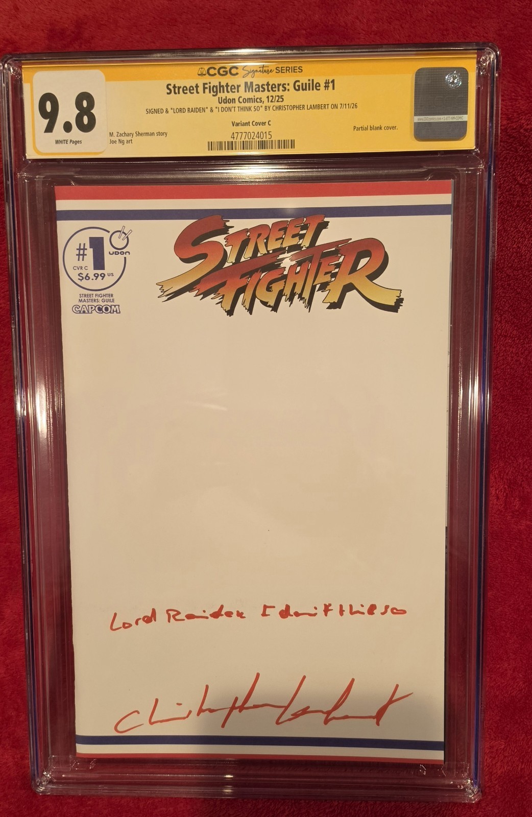 Street Fighter #1 blank CGC 9.8 SS Christopher Lambert "Lord Raiden" + Variant C Street Fighter #1 blank CGC 9.8 SS Christopher Lambert "Lord Raiden" + Variant C