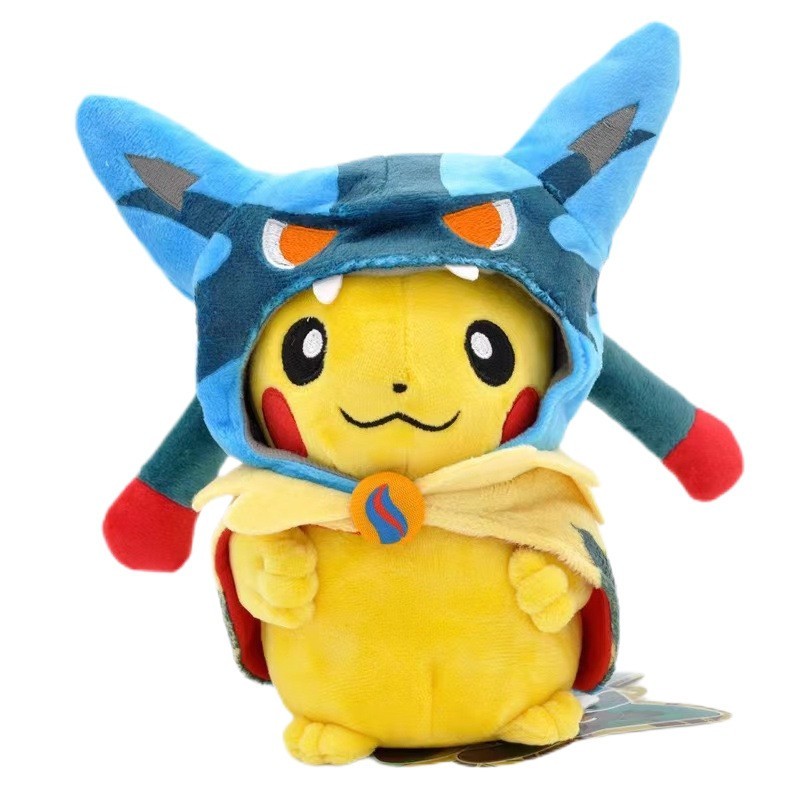 Mega Lucario Pikachu Plush Poncho Pokemon 20CM Mega Lucario Pikachu Plush Poncho Pokemon 20CM